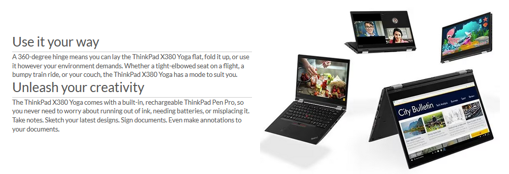 PC Portable Lenovo ThinkPad Yoga X380 Tacile & rotatif ä 360°