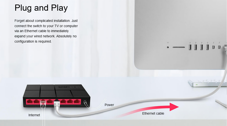 Switche Mercusys MS108G 8-Port 10/100/1,000 Mbps Desktop Switch